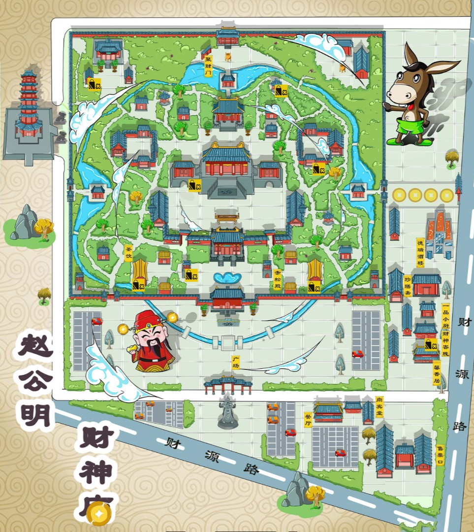 澄海寺庙类手绘地图